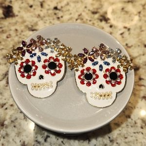 BETSEY JOHNSON LIKE SUGAR SKULL 💀 EARRINGS NWT Day of the dead